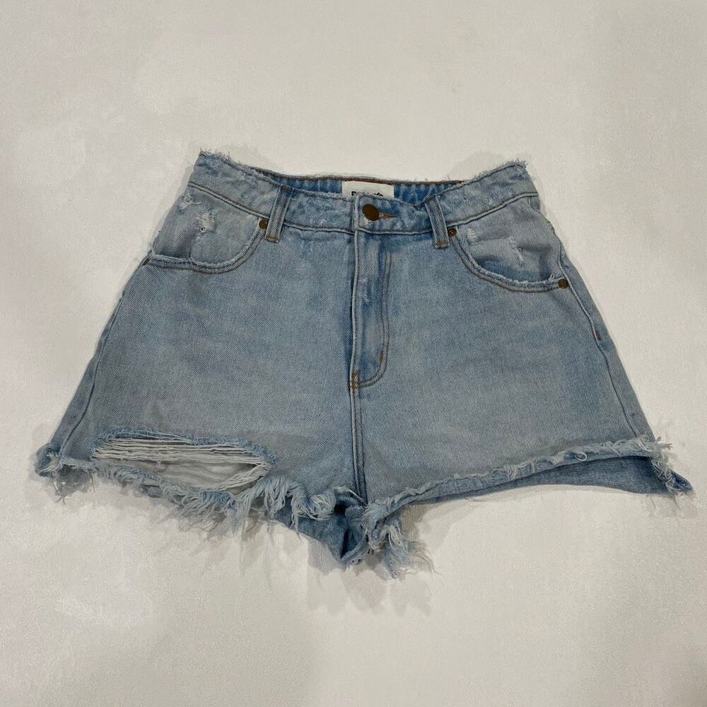 Rolla’s Dusters High Rise Relaxed Denim Shorts Women’s Size 25 Distressed Cutoff